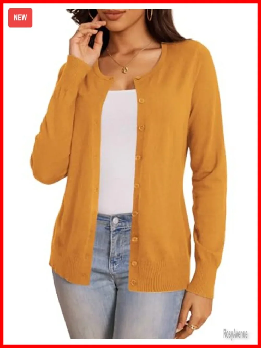 Slim Fit Crew Neck Button Down Long Sleeve Soft Knit Cardigan Sweater